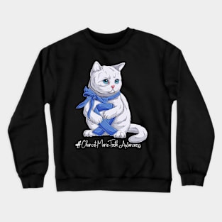 Cute Cat Charcot-Marie-Tooth Awareness Month Blue Ribbon Survivor Survivor Gift Idea Crewneck Sweatshirt